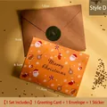 Set de tarjeta de Navidad Papá Noel con sobre de papel kraft y pegatina de cierre - Estilo D - Navidad de la Suerte / Tarjeta, Sobre Y Pegatina
