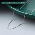 1.3mm cross link chain necklace made of stainless steel in polished silver steel finish - Thin Cross Chain 40+5cm / Steel