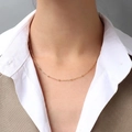 1.2mm gold plated titanium steel bead cross chain necklace on professional model - Thin Cross Bead Chain 40+5cm / Gold