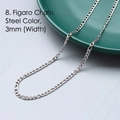 Minimalist 3mm steel color Figaro chain necklace made of durable stainless steel - Figaro Chain 40+5cm / Steel