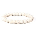 8mm white howlite beaded stretch bracelet with natural brown marble texture for men - Howlite