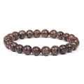 Natural brown sunstone beaded bracelet with unique speckled texture on elastic cord - Snowflake Obsidian