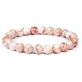 8mm natural white turquoise stone bead bracelet with unique marble textures on white background - Red Web Stone