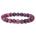 Natural ruby in zoisite beaded bracelet with polished purple and green gemstones - Purple Chalcedony