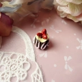 Macro detail of miniature strawberry chocolate cake craft for DIY jewelry making - Style B-Brown