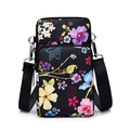 Mini floral crossbody phone bag for women with butterfly print and adjustable strap - Flowers in Bloom