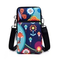 Mini floral crossbody phone bag for women with blue botanical print and adjustable strap - Tulip