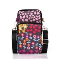 Mini crossbody phone bag with floral heart print and double zipper pockets - Small Buds