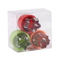 3-piece stainless steel fruit cutters in star, heart, and flower shapes with plastic handles - Type B (Snowflake/Star/Cherry Blossom)