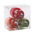 Set of 3 stainless steel vegetable and cookie cutters with colorful handles in a clear box - Type A (Bear/Rabbit/Mushroom)