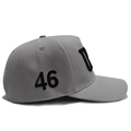 Grey baseball cap with black embroidered number 46 on the side profile view - Grey-USA 46