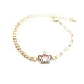 Goldenes Kronen-Armband mit bunten Zirkonia-Steinen und gemischten Gliederketten für Damen - Stil B / Gold