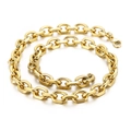Elegant gold-finished stainless steel O-chain necklace with polished oval links - Gold Thick Necklace (KN115543-Z)