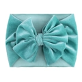 Teal velvet soft nylon headband with large bow for baby girls on a white background - Mint Green