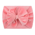 Soft pink velvet bow headband for infants on a clean white background, fashion hair accessory - Pink
