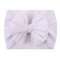 Soft white nylon velvet bow headband for infants on a clean minimalist white background - White