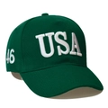 Dark green baseball cap with 3D white USA and 46 embroidery in premium twill cotton - Green-USA 46