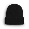 Classic black ribbed knit beanie featuring a soft texture and versatile cuffed design - One Size / Black