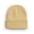 Classic beige knitted beanie hat with warm ribbed texture for autumn and winter fashion - One Size / Khaki
