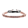 Pulsera de mal de ojo en oro rosa con circonitas y cordón negro trenzado ajustable - Oro rosa