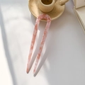Horquilla de acetato en forma de U con textura de mármol rosa para peinado minimalista - Mármol Rojo Cerezo