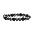 8mm tiger eye and hematite beaded bracelet with matte black and faceted grey stones - Matte Black with Hematite