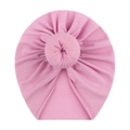 Soft pink baby turban hat with a cute donut knot design made of breathable cotton fabric - Pink