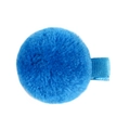 Plush faux fur bunny ear hair clip for girls in vibrant blue color with ribbon base - Blue Pompom