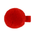 Girls' red plush ball hair clip with matching ribbon wrap for cute hair styling - Red Pompom