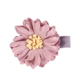 Dusty rose fabric flower hair clip with yellow pistils and purple satin-wrapped base - Dusty Pink Fabric Flower