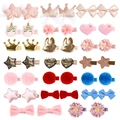 30-piece girl's hair clip set with glitter stars, PU leather rabbits and velvet hearts - 20 Pairs Hair Clip Set