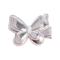 Silver butterfly hair clip with pink edges and white pearl for girls' hair styling - Silver Butterfly