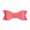 Pink bow hair clip for girls in textured lychee pattern faux leather on white background - Watermelon Red Litchi Leather