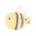 Cute yellow plush bee hair clip for girls with white wings and ribbed ribbon base - Yellow Little Bee