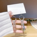 Orecchini a nappa in argento con strass scintillanti ed eleganti frange lunghe - Frangia a Tubo di Metallo Semicircolare Argento (E0062 Argento)