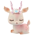 Cute pink floral deer resin figurine with closed eyes for car or bedroom decor - Pink Shaking Head Deer B