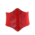 Rode dames korset riem met vetersluiting van kunstleer en brede elastische band - Rood