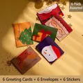 Set di 6 simpatici biglietti di Natale con illustrazioni, buste e adesivi dorati inclusi - HK024 Set Di Natale Adorabile / Set Assortito (Include Buste E Adesivi)