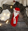 Thick red coral fleece Christmas socks featuring a 3D Santa Claus and plush pom-poms - Adult (No Gift Box) / White Beard Santa