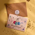 Style E - Cute Christmas Card, Envelope And Sticker