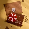 Style F - Happy Christmas Card, Envelope And Sticker