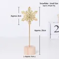 Golden snowflake metal desktop ornament with wood base, 20cm height home decoration - Snowflake Small