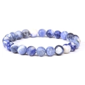 Natural sodalite gemstone beaded bracelet with blue and white marble texture - Sodalite