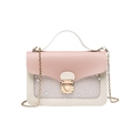 Women's transparent pink crossbody bag with star sequins and golden chain strap - Pink