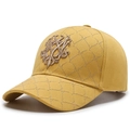 Ginger yellow baseball cap with diamond star stitching and vintage metal embroidery - Adjustable / Yellow