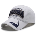 Off-white washed cotton baseball cap featuring ARUBA embroidery and a blue shark detail - Adjustable / White