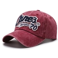 Berretto da baseball bordeaux lavato vintage con ricamo retrò 70 stile classico - Regolabile / Rosso
