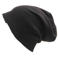 Dettaglio del berretto slouchy in cotone nero con trama in maglia e pieghe morbide - Nero