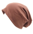 Berretto slouchy in cotone lavorato a maglia marrone caffè con stile urbano minimal - Caffè Scuro