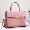 Pink crossbody handbag with pleated detail and adjustable strap for women - Pink